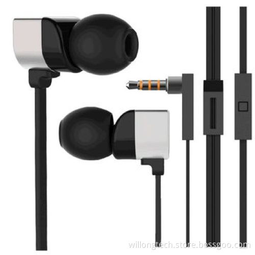 Colorful metallic cool earphone, noise-cancelling with mic for mobile phone